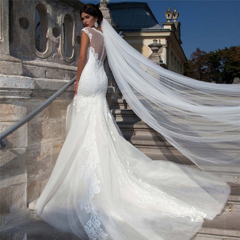 Elegant designed cathedral length bridal veil